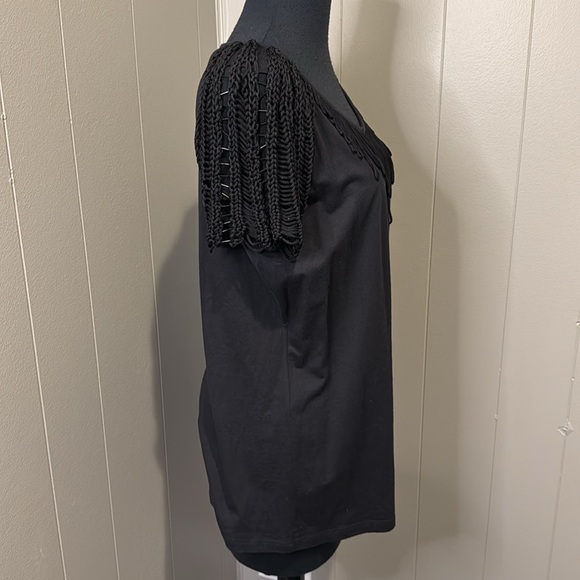 Z Rebecca Moses for Neiman Marcus Women’s Extra Large Blouse Tassels Braid Beads - Picture 4 of 7